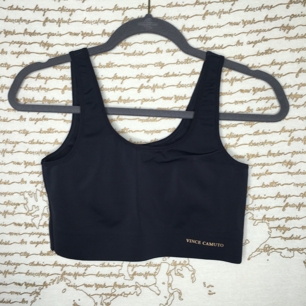 Vince Camuto Size Medium Classic Black No Padding Pull Over Bralette Sports Bra